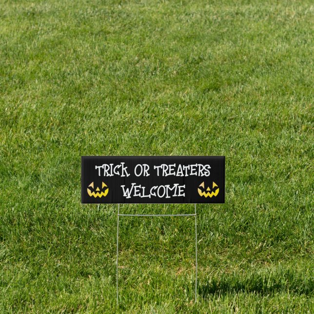 Custom Halloween Message Pumpkin Face Yard Sign (Insitu)