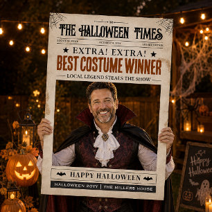 Custom Halloween Newspaper Photo Prop Frame Foam Board