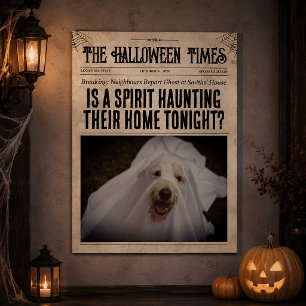 Custom Halloween Newspaper Wall Art Ghost Sighting