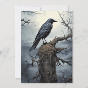 Custom Halloween Party Creepy Raven Graveyard Invitation