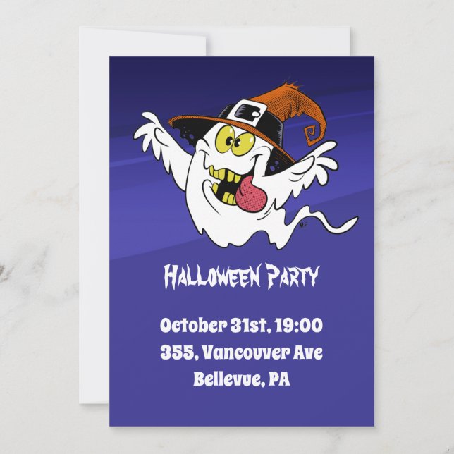 Custom Halloween party fun ghost cartoon style Invitation (Front)
