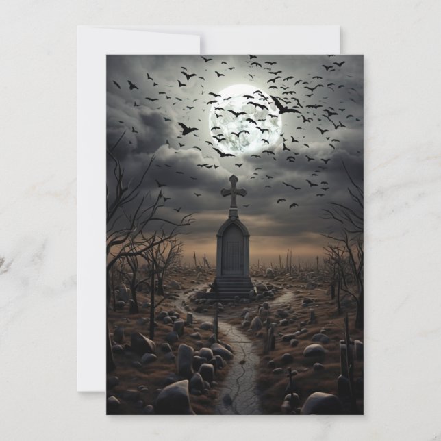 Custom Halloween Party Gothic Cemetery Graveyard Invitation (Front)