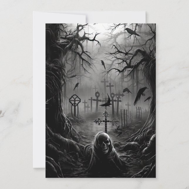 Custom Halloween Party Gothic Cemetery Graveyard Invitation (Front)