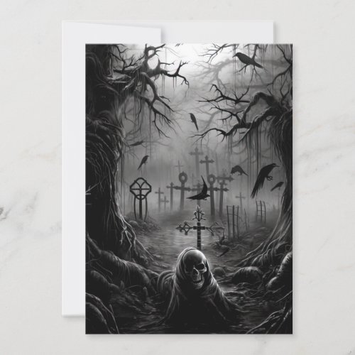 Custom Halloween Party Gothic Cemetery Graveyard Invitation