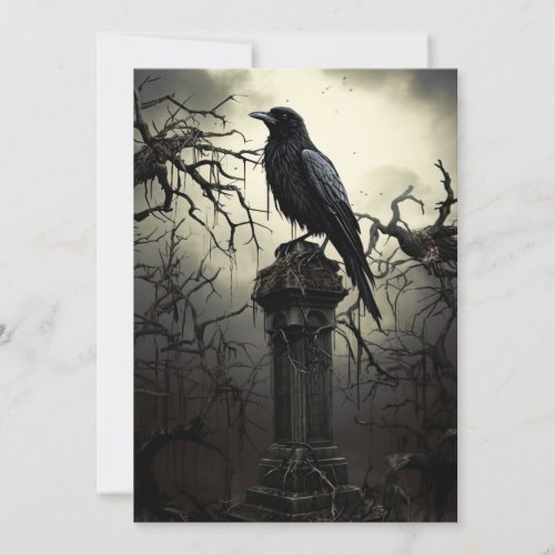 Custom Halloween Party Gothic Raven Graveyard Invitation