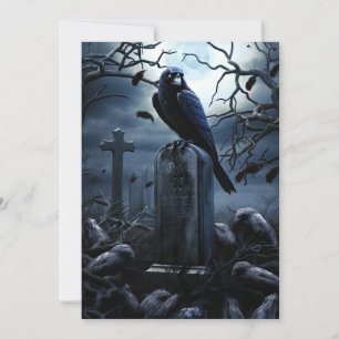Custom Halloween Party Gothic Raven Graveyard Invitation