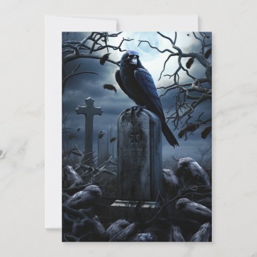 Custom Halloween Party Gothic Raven Graveyard Invitation