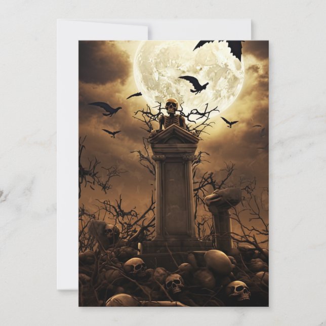 Custom Halloween Party Gothic Skeleton Graveyard Invitation (Front)