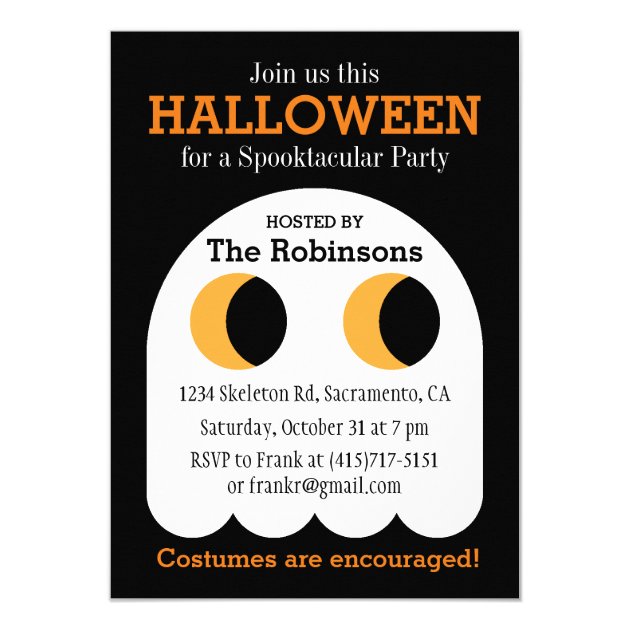 Custom Halloween Party Invitations Ghost & Pumpkin