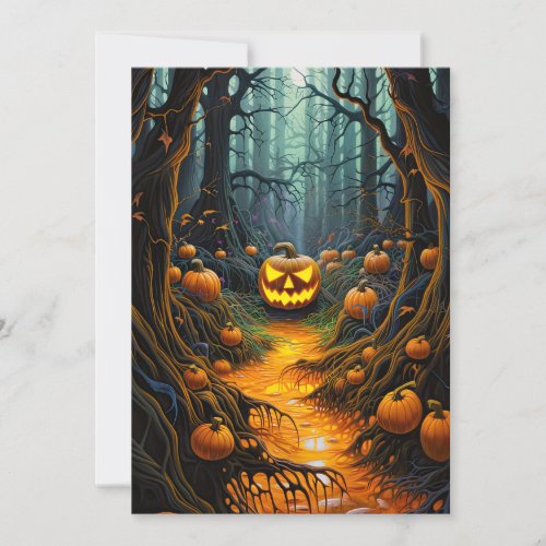 Custom Halloween Party Jack o Lantern Pumpkin Invitation