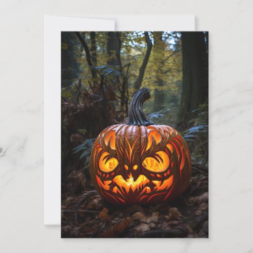 Custom Halloween Party Pumpkin Creepy Forest Invitation