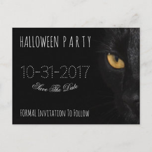 Custom Halloween Party Save The Date Black Cat Announcement Postcard