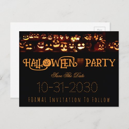 Custom Halloween Party Save The Date Pumpkin Announcement Postcard