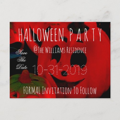 Custom Halloween Party Save The Date Pumpkins Announcement Postcard