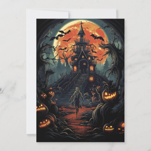 Custom Halloween Party Zombie Haunted House  Invitation