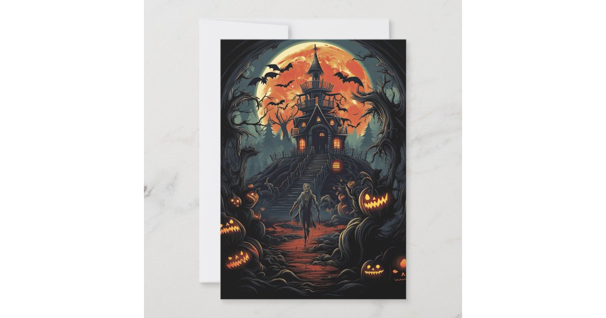 Custom Halloween Party Zombie Haunted House Invitation | Zazzle