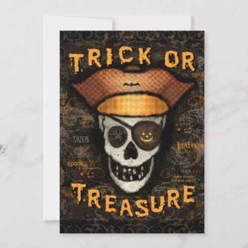 Custom Halloween Pirate Skull Party Invitation