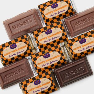 Custom Halloween Plaid Candy Wrapper With Pumpkin Hershey's Miniatures