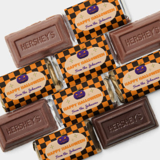 Custom Halloween Plaid Candy Wrapper With Pumpkin Hershey's Miniatures
