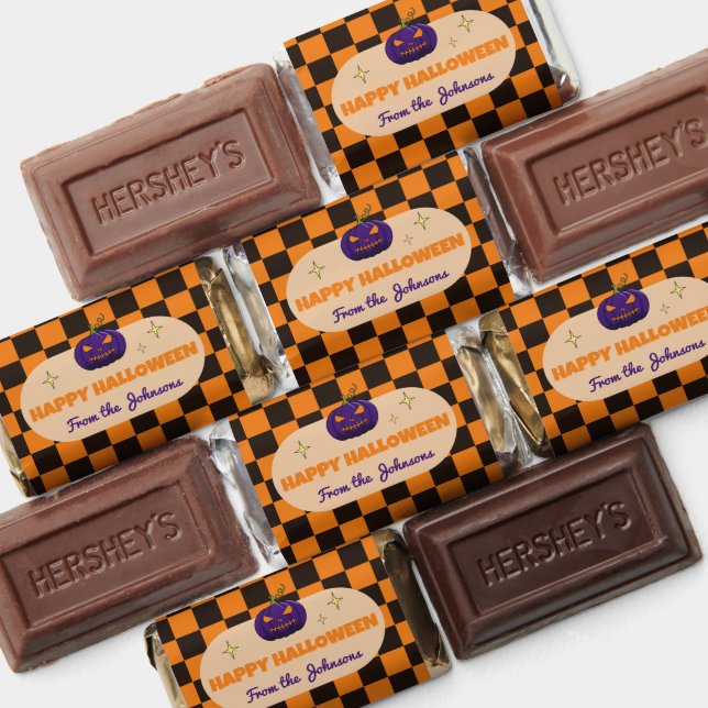Custom Halloween Plaid Candy Wrapper With Pumpkin Hershey's Miniatures (Assorted)