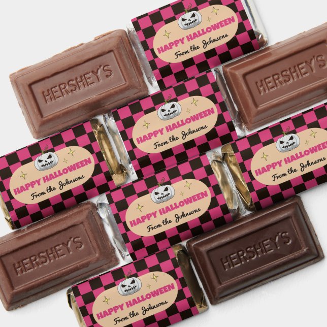 Custom Halloween Plaid Candy Wrapper With Pumpkin Hershey's Miniatures (Assorted)
