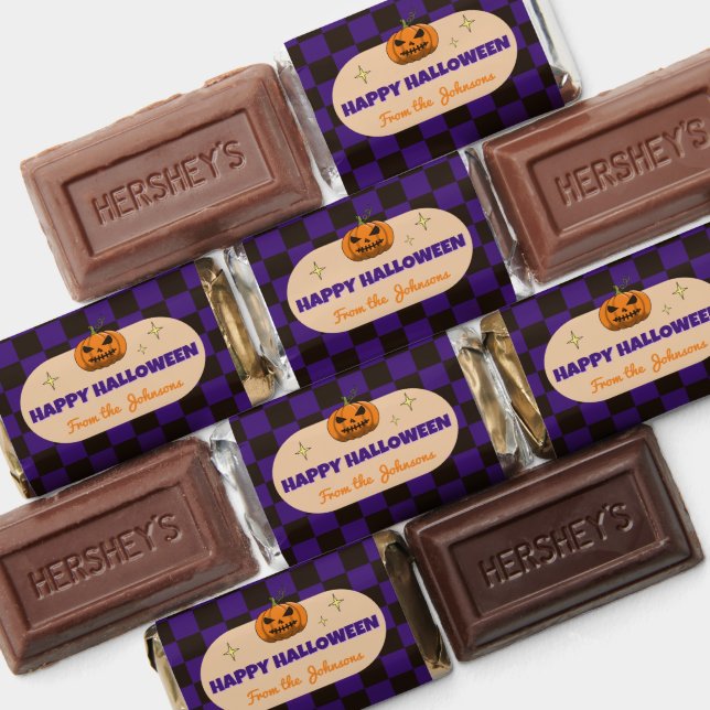 Custom Halloween Plaid Candy Wrapper With Pumpkin Hershey's Miniatures (Assorted)
