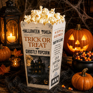 Custom Halloween Popcorn Box, Newspaper Popcorn Favor Boxes