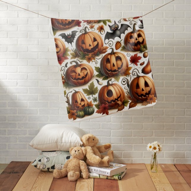Custom Halloween Pumpkin Blanket - Cozy Autumn  (In Situ)