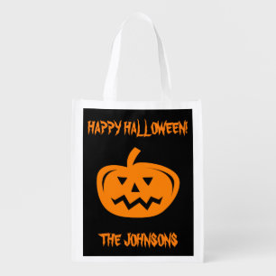 Custom Halloween pumpkin carving shopping bags