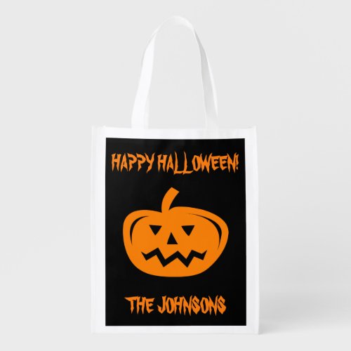 Custom Halloween pumpkin carving shopping bags