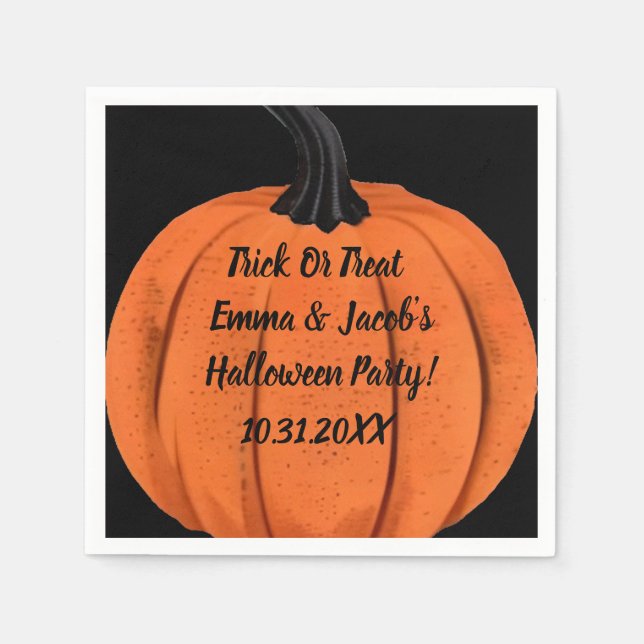Custom Halloween Pumpkin Design Party Napkins (Front)