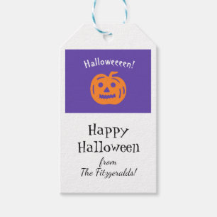 Custom Halloween Pumpkin Purple Orange White Gift Tags