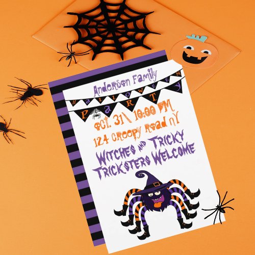 Custom Halloween spider party Invitation