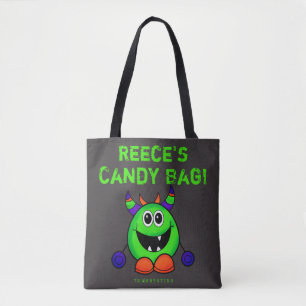 Custom Halloween Trick or Treat Bag monster tote