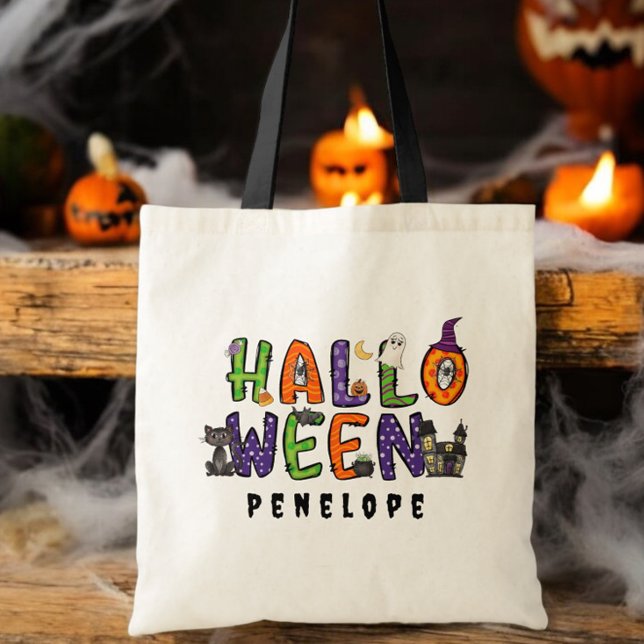 Custom Halloween Trick or Treat Festive Elements Tote Bag (Creator Uploaded)