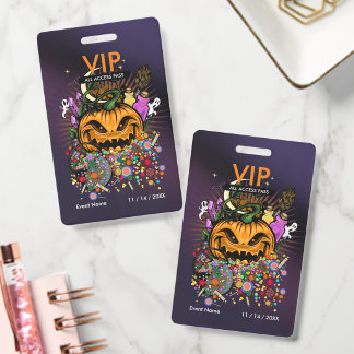 Custom Halloween VIP All Access Pass Haunted Party Badge