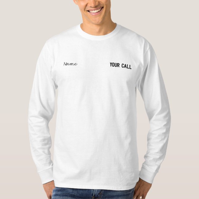 Custom Ham Radio Call Sign Embroidered Long Sleeve T-Shirt (Front)