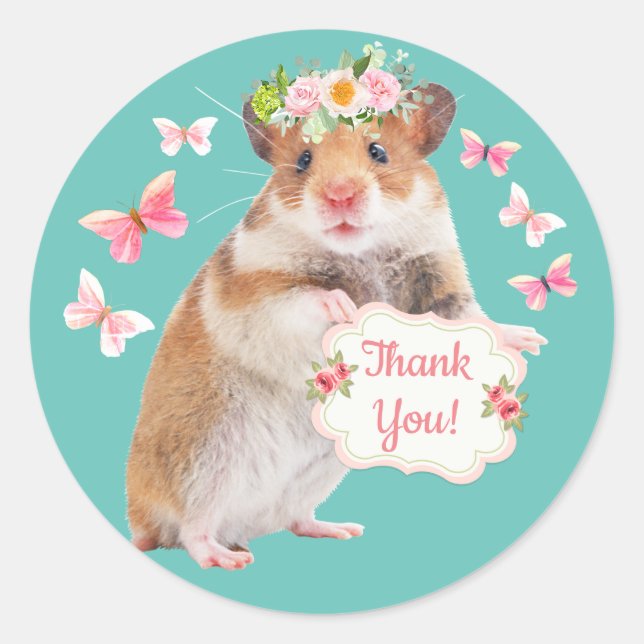 Custom Hamster/Mouse Thank You Classic Round Sticker (Front)