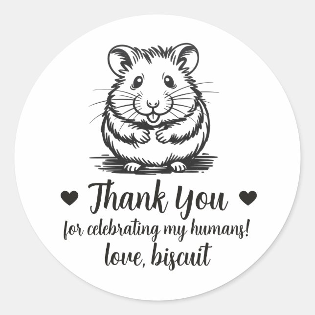 Custom Hamster Wedding Favor Stickers (Front)