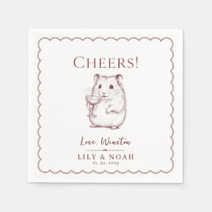 Custom Hamster Wedding Keepsake Sketch Vintage Napkins