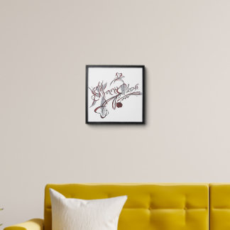 custom hand-drawn calligraphy art peel and stick photo tile