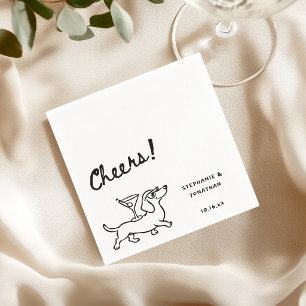 Custom Hand Drawn Dachshund Wiener Dog Wedding Napkins