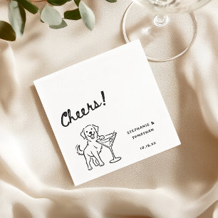 Custom Hand Drawn Golden Retriever Dog Wedding Napkins
