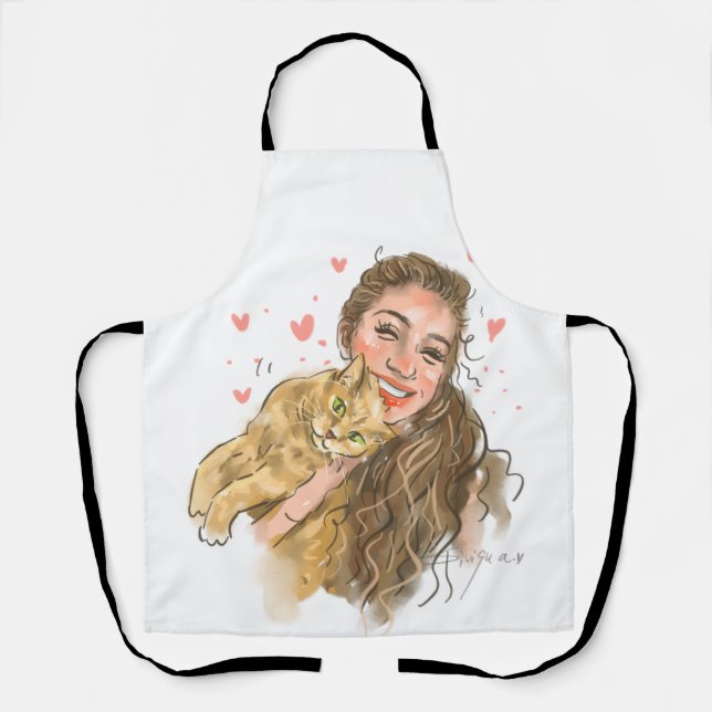 Custom Hand - Drawn Portrait Apron | Personalized  (Front)
