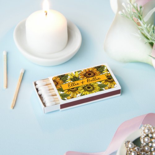 Custom Hand Drawn Sunflower Matchboxes