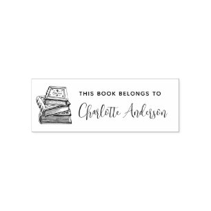 Custom Hand-drawn This Book Belongs To Name Self-inking Stamp