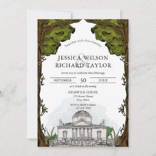 Custom Hand Drawn Venue Illustration Wedding Invitation