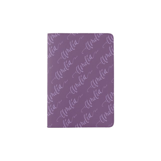 Custom Hand Lettering Amelia Name Design Passport Holder (Front)