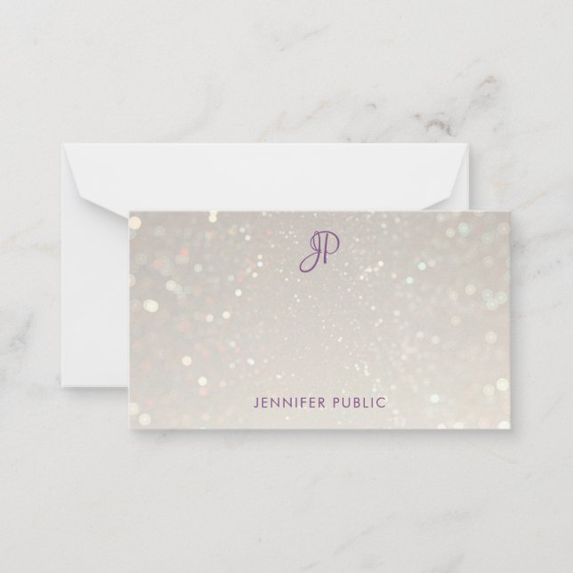 Custom Hand Script Monogram Simple Personalized Note Card (Front)