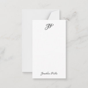 Custom Hand Script Name Monogram Simple Note Card